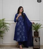 Cotton cambric kurti pant dupatta set