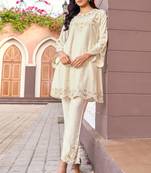 White embroidered viscose rayon ayat angel co ord sets