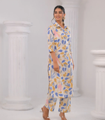 White printed cotton bhakti vatika co ord sets