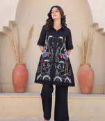 Black printed cotton bodhi ebony co ord sets