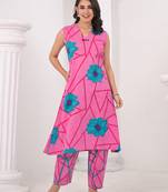Pink printed cotton colba candy co ord sets