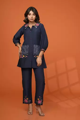 Black printed viscose rayon darika indi co ord sets