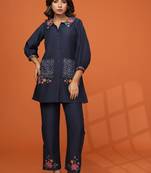 Black printed viscose rayon darika indi co ord sets