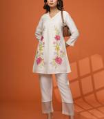 White printed viscose rayon darika misri co ord sets