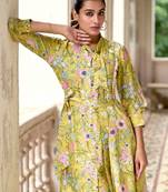Yellow printed silk blend shervin yellow co ord sets