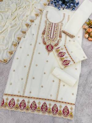 Beige embroidered chinon salwar suit 2