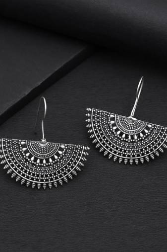 Artistic silver color oxidised lightweight hanging dangle fashion earrings