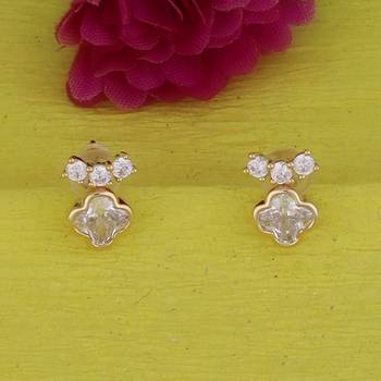Astonish round shape center stone gold plated stud earring for women and girls 1