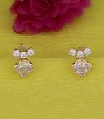 Astonish round shape center stone gold plated stud earring for women and girls