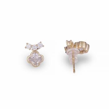 Astonish round shape center stone gold plated stud earring for women and girls 2