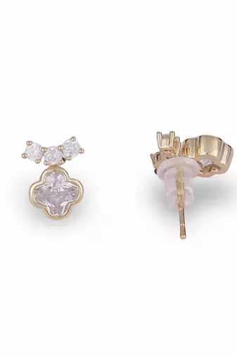 Astonish round shape center stone gold plated stud earring for women and girls