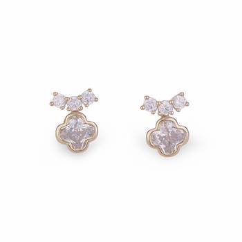 Astonish round shape center stone gold plated stud earring for women and girls 3