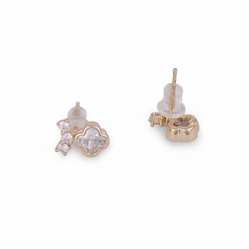 Astonish round shape center stone gold plated stud earring for women and girls 4