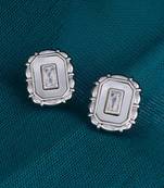 Classy squire shape silver plated stud earring for women and girls