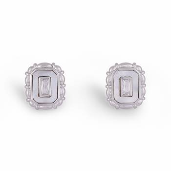 Classy squire shape silver plated stud earring for women and girls 2