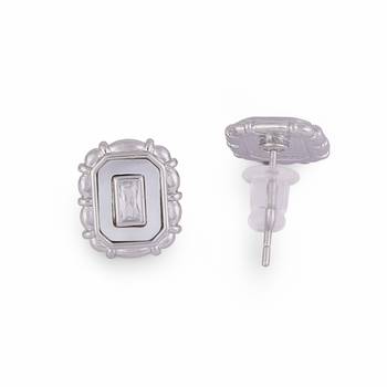 Classy squire shape silver plated stud earring for women and girls 3