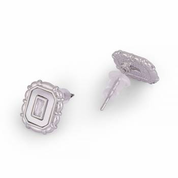 Classy squire shape silver plated stud earring for women and girls 4