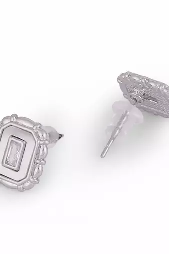 Classy squire shape silver plated stud earring for women and girls