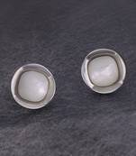 Creative squire shape pearl silver plated stud earring for women and girls