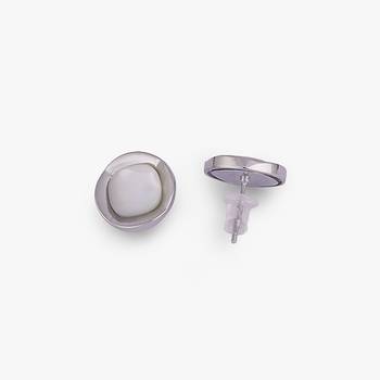 Creative squire shape pearl silver plated stud earring for women and girls 2