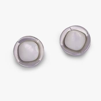 Creative squire shape pearl silver plated stud earring for women and girls 3