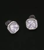 Excellent center studded cz silver plated stud earring for women and girls