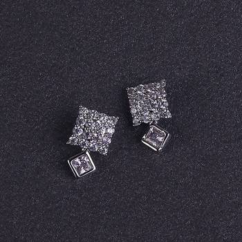 Desirable squire and trangle shape silver plated stud earring for women and girls 1