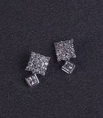 Desirable squire and trangle shape silver plated stud earring for women and girls