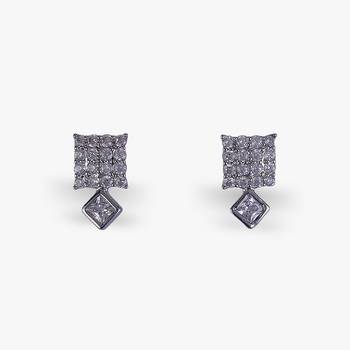 Desirable squire and trangle shape silver plated stud earring for women and girls 3