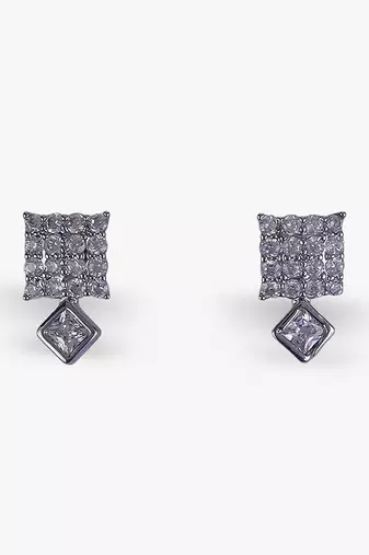 Desirable squire and trangle shape silver plated stud earring for women and girls