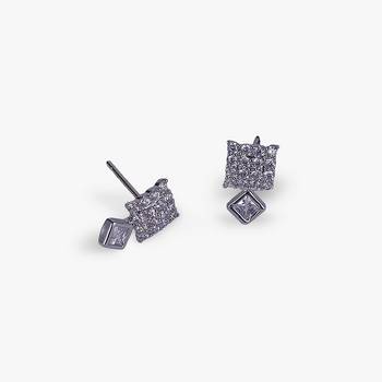 Desirable squire and trangle shape silver plated stud earring for women and girls 4