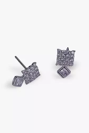 Desirable squire and trangle shape silver plated stud earring for women and girls