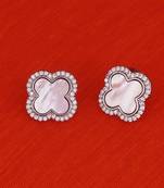 Western style leaf design silver plated stud earring for women and girls