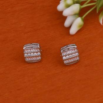 Classic sparkling studded cz silver plated stud earring for women and girls 1