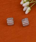 Classic sparkling studded cz silver plated stud earring for women and girls