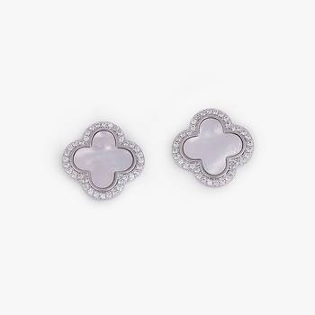 Western style leaf design silver plated stud earring for women and girls 2