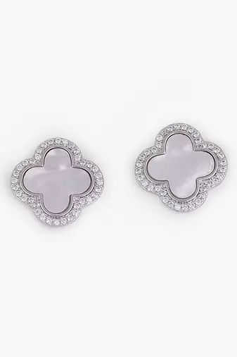 Western style leaf design silver plated stud earring for women and girls