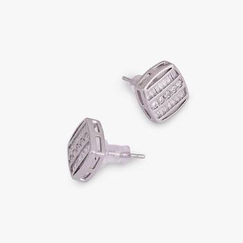 Classic sparkling studded cz silver plated stud earring for women and girls 2