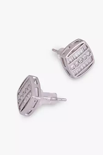 Classic sparkling studded cz silver plated stud earring for women and girls