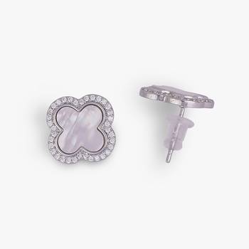 Western style leaf design silver plated stud earring for women and girls 3