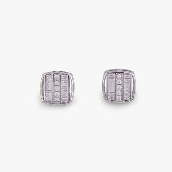 Classic sparkling studded cz silver plated stud earring for women and girls 3