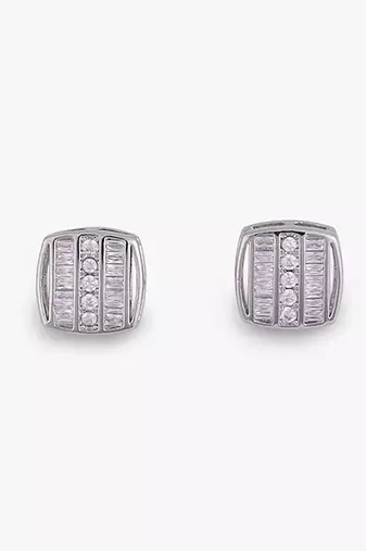 Classic sparkling studded cz silver plated stud earring for women and girls