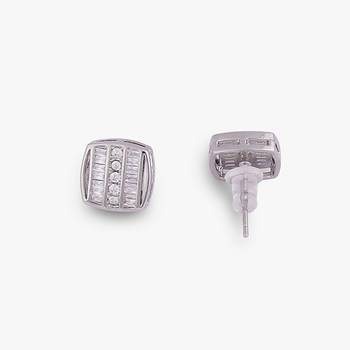 Classic sparkling studded cz silver plated stud earring for women and girls 4