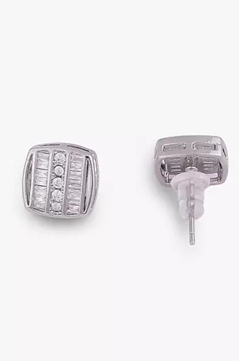 Classic sparkling studded cz silver plated stud earring for women and girls