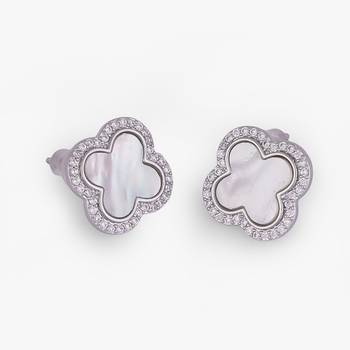 Western style leaf design silver plated stud earring for women and girls 4