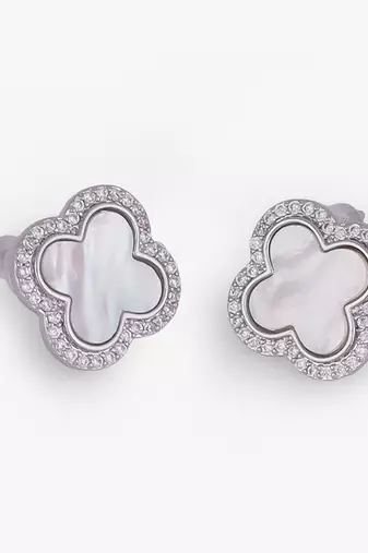 Western style leaf design silver plated stud earring for women and girls