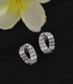 Charming round shape cz silver plated stud earring for women and girls