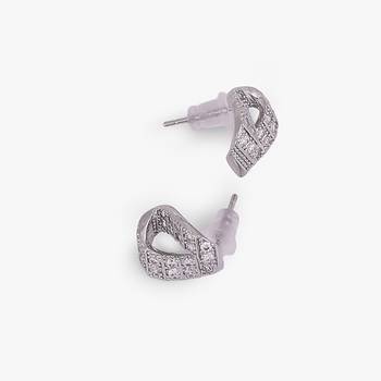 Charming round shape cz silver plated stud earring for women and girls 2