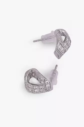 Charming round shape cz silver plated stud earring for women and girls