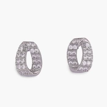 Charming round shape cz silver plated stud earring for women and girls 3
